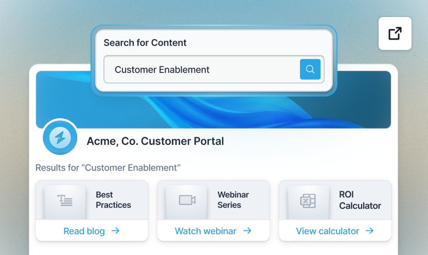 Customer portal with onboarding, support and collaboration tabs, training and content
