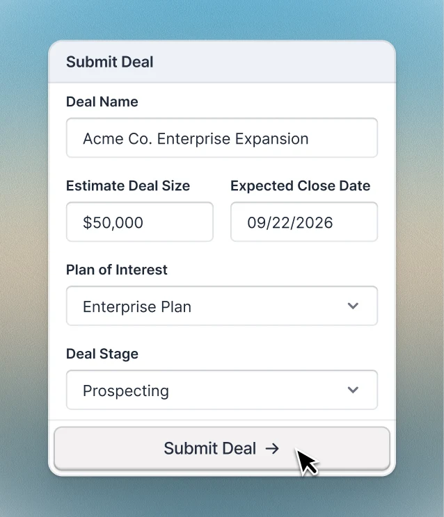 Partner deal registration form