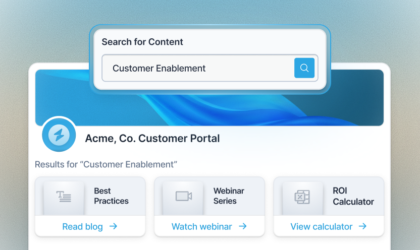 Customer portal with onboarding, support and collaboration tabs, training and content